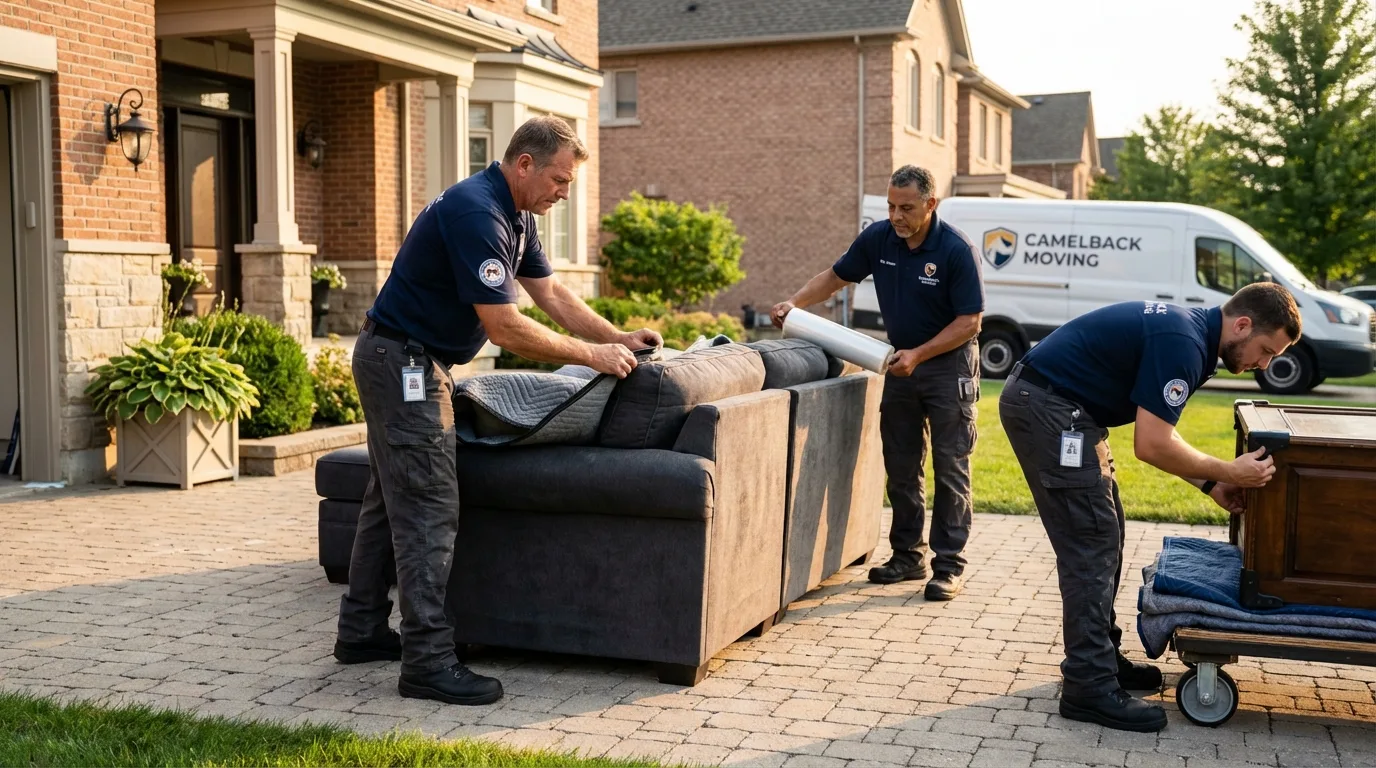 Large estate moving crew wrapping furniture in Questa, NM