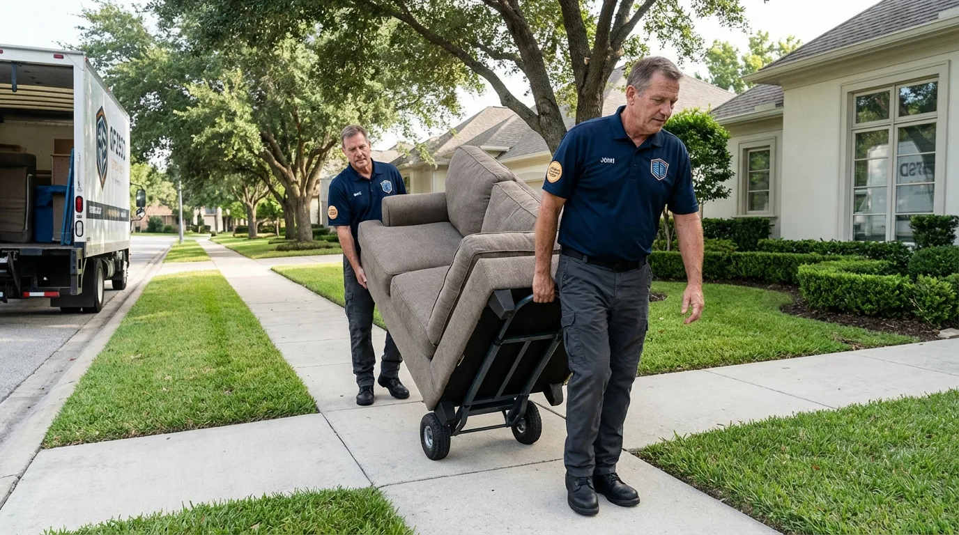 Local residential moving crew loading furniture in Questa, NM